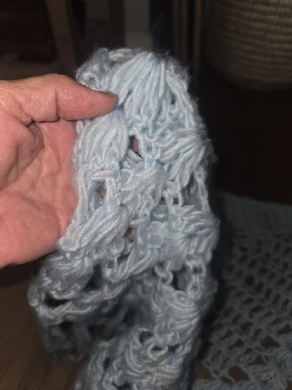 Handmade Knit Crochet Soft Triangle Shawl Turquoise Hippie Boho Large Bin O